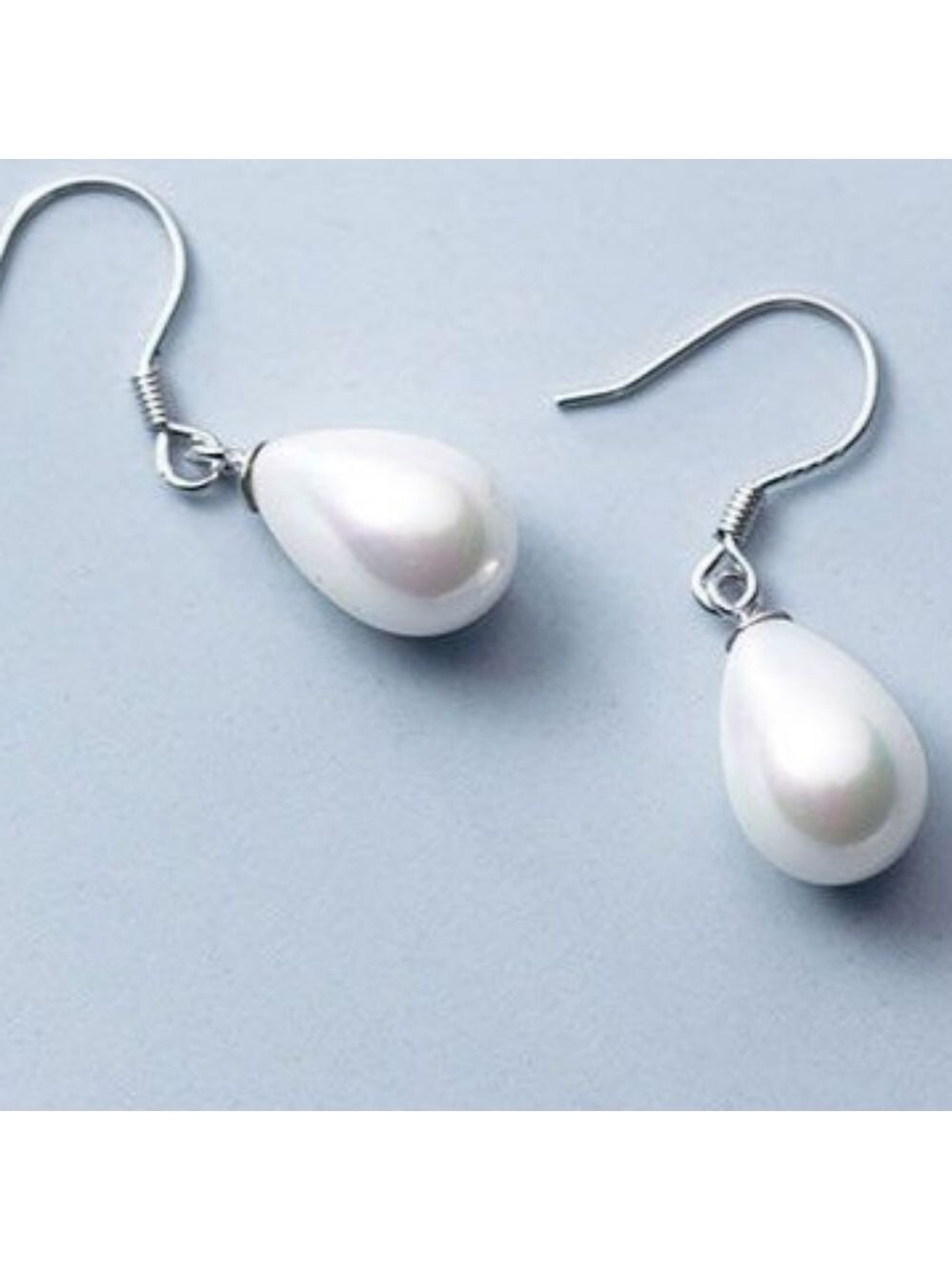 White shell pearl drop stud earrings in Sterling Silver 🆕